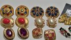 Colorful Gold Tone Vintage Clip On & Pierced Earrings Lot