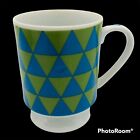 New ListingNOS Vintage Takahashi Pedestal Mug MCM Mod Geometric Blue Green Triangle