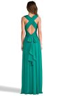 Revolve Halston Heritage Jersey Gown Maxi Dress Open Back Cross Straps 4 Emerald