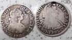 1792 & 1796 PERU I.J 2 REALES SILVER COINS! LOT OF 2! VG++/FINE CONDITION!