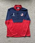 FIFA World Cup Qatar 2022 Sweatshirt Mens Medium Red USA 1/4 Zip Pullover Soccer