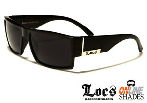 LOCS Outlaw Biker Shades OG Cholo Gangster Men's BLACK Sunglasses Dark Lens NEW
