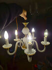 French chandelier, Venetian style in glass and opal glass, 5 lights