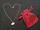 Return to Tiffany & Co. Double Heart Tag Pendant Necklace Silver 925 No Reserve
