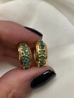 2Ct Round Cut Lab Created Emerald Vintage Hoop Earrings 14K Yellow Gold Plated
