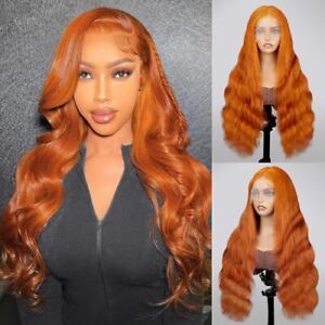 26 Inch Ginger Orange Lace Front Wigs Human Hair Pre Plucked with Baby Hair B...