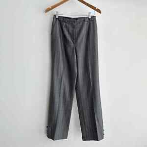 Escada Pants Womens 38 Wool Silk Cotton Gray Trousers Straight Leg Mid Rise