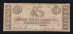 New Listing$20 State of North Carolina Note TWENTY DOLLAR Raleigh NC Bill 1862 Paper Money