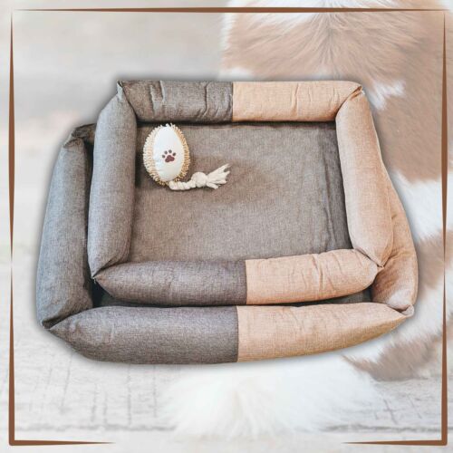 Dog Bed Light and Portable Dog Bed Two Tones Linen-like Pet Bed - size S, M