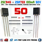 50pcs 25 pairs of 2SA733 & 2SC945  A733 /C945, TO-92 audio transistor USA seller