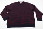 LL Bean Birdseye Sweater Mens XL Red Blue 100% Wool Made in Norway Long Sleeve