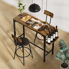 New Listing3 Pieces Industrial Dining Set Kitchen Breakfast Table Counter Height Bar Chairs