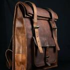 Men's Laptop Real Backpack Leather Bag Travel Genuine Brown Rucksack