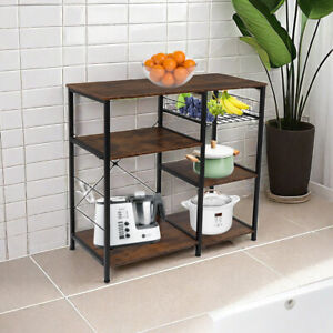 Retro 3 Tier Kitchen Storage Rack, Portable Kitchen Shelves & Kitchen Storage