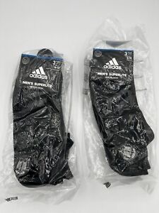 Adidas Socks Superlite No Show 6-Pairs Black Size 6-12 Large New With Tags