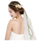 Flower Wreath Headband Crown Floral Garland Boho for Festival Wedding with Veil,