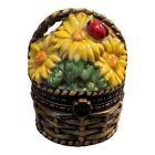 Vtg National Home Gardening Club Sunflower Basket Hinged Trinket Box Ladybug