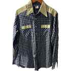 Vintage Kennington California Men Blue Button-Up Plaid Western Shirt Large 16.5