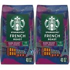 2 Packs Starbucks Dark French Roast Ground Coffee 40 oz Each Pack = 80 oz