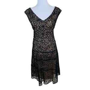 Ann Klein Size 6 Lace Overlay A-Line Dress Black Sleeveless LBD Cocktail NEW