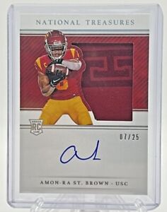 Amon-Ra St. Brown 2021 National Treasures RPA Rookie Auto On Card #/25 SSP Lions