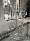 VTG Mid Century Modern Hankerchief Ruffled Clear Glass Vase High Quality EUC 15”