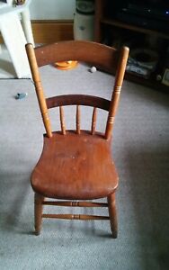 Vintage Antique Solid Wood Sitting Chair Table Office Desk Half Spindle Open TOp