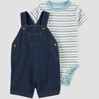 3M - Baby Boys Striped Denim Top Bottom Set - Just One You Carters - Blue