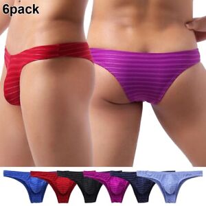 Mens G-string Thongs Sexy Underwear Lot 6 Pack Underpants Bikinis Pouch-Panties