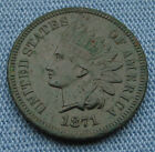 1871 Indian Head Cent/Penny - XF/AU details, some corrosion, green tone (1C)