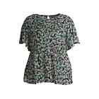 Baby Doll Top Black Floral Flutter Sleeve Shirt Womens Plus Size 0X 14W NEW