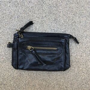 Vintage Vegan Leather Small Clutch Wallet Black Women's Zipper  7