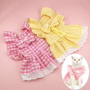 Pet Clothes For Small Dogs Cats Puppy Dog Cotton Plaid Princess Dress Apparel