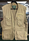 Orvis Fishing Vest Size XL Mens Tan Cotton Leather Trim Hunting Mesh Back Safari