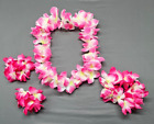 Hawaiian Luau flower Leis  necklace bracelets headband set