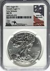 2021 SILVER EAGLE TYPE 1 EARLY RELEASES NGC MS70 JOHN MERCANTI SIGNED FLAG LABEL