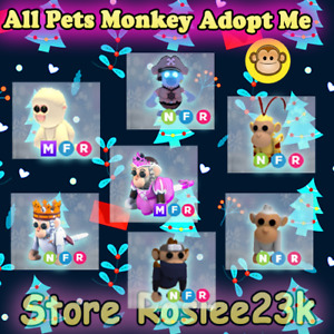 NFR Pirate Ghost Monkey- NFR Albino🎄All PETs Monkey 2024 |Adopt from Me |CHEAP!