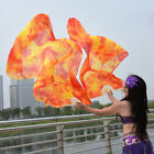 Dyed 100% Pure Natural Silk Fan Veils for Women Belly Dance Performance Fan