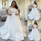 Plus Size Wedding Dresses Off Shoulder Glitter White Ivory aA Line Bridal Gowns