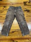Vintage 90s Carhartt Double Knee Carpenter Pants Distressed Worn Faded Brown 34