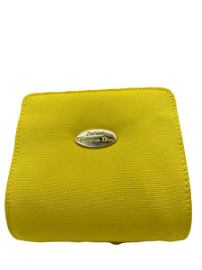 Christian Dior Cotton Make Up Bag Yellow w/Mirror USED  Y0216-9