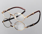 Womens Men Retro Vintage Clear Lens Gold Wood Frame Fashion Designer Eye Glasses