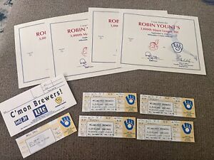 New ListingROBIN YOUNT 3000 HIT GAME FULL TICKETS LOT OF 4 With Certificates & Envelope