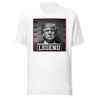 Trump T-shirt Legend Mug Shot Behind Bars Short Sleeve Ultra Soft Cotton Crewnec