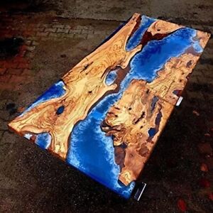 TUZECH Multi River Epoxy Resin Table Top Wooden Dining Table Conference Table