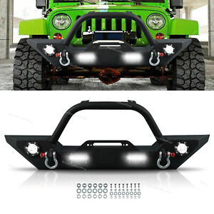 Front Bumper W/ LED Lights & D-Rings For 2007-2018 Jeep Wrangler JK Unlimited (For: Jeep)
