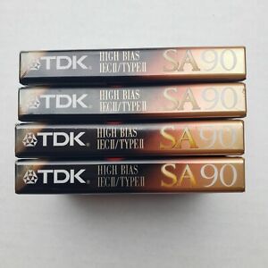 Lot Of 4 TDK SA90 High Bias Resolution Type II 90 Min Blank Cassette Tapes New