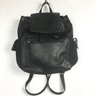 Fossil Backpack Drawstring Tote Black Leather Polyester Bag Work School Travel