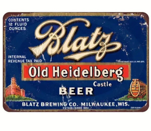 Blatz Old Heidelberg Beer Vintage Novelty Metal Sign 12