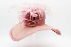 Posh Pink Womens Hat Pink Crystal-Style Bead Trim Feathers